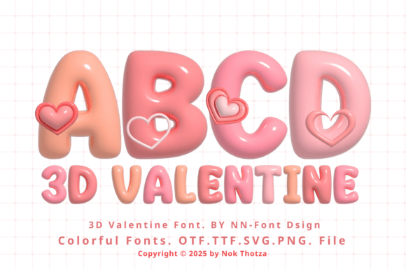 3d Valentine Typeface for Romantic Branding