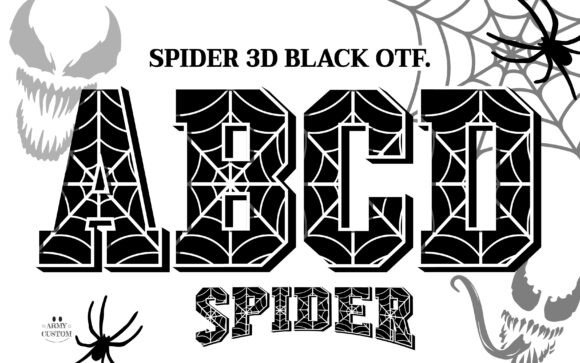 Spider 3d Black Font for Bold Maker Designs